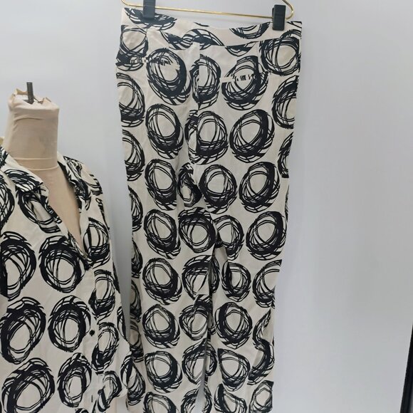 Zara Womens Set satin black and white blouse button down comfy elegant - Picture 14 of 16